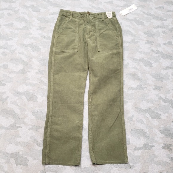 AMO Pants Womens 26 Green Pockets Relaxed Rise Easy Fit Trouser NWT - Picture 1 of 13